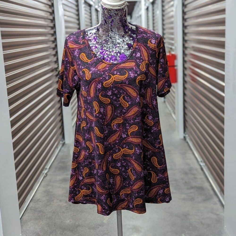 Boho Cottagecore Paisley LuLaRoe Size Medium Brown & Purple Super Soft Shirt